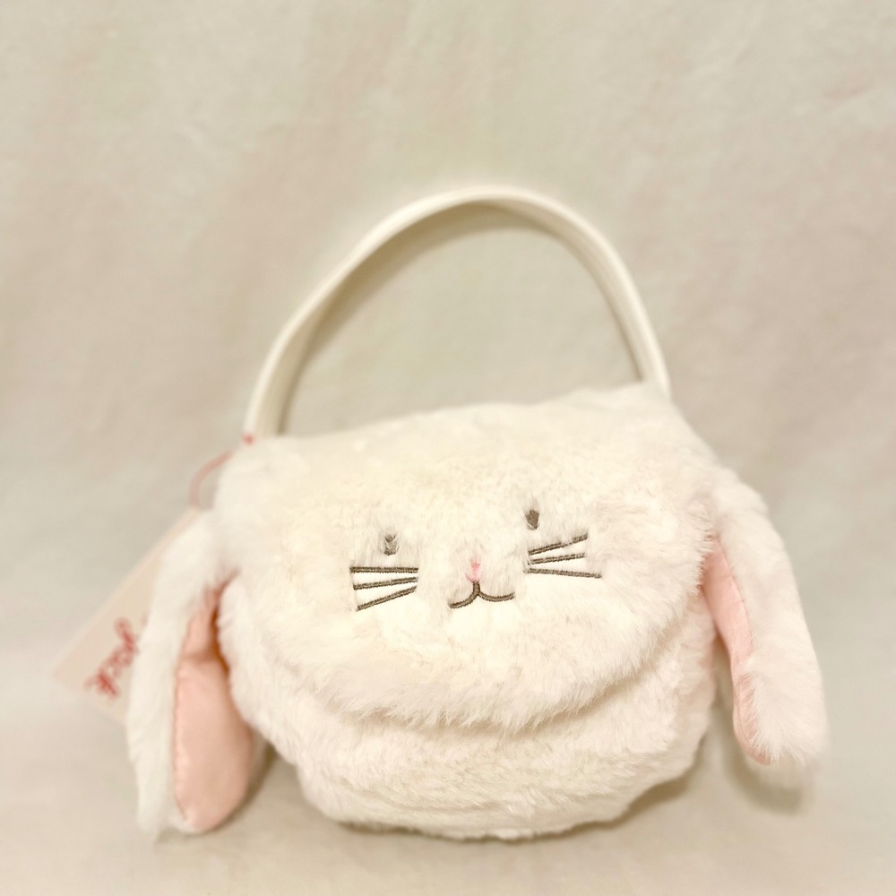 Cat & Jack Kids White Faux Fur Bunny Rabbit Handbag Easter Purse Pink Lining NEW